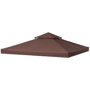 9.8 ft. x 9.8 ft. Polyester Gazebo Replacement Canopy, 2-Tier Top UV Cover, Coffee