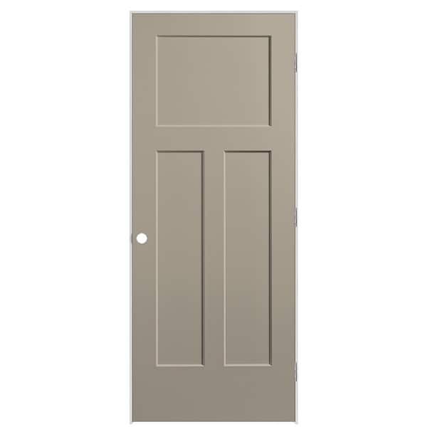 Masonite 32 in. x 80 in. 3-Panel Winslow Left-Hand Hollow Core Smoked Tan Molded Composite Single Prehung Interior Door
