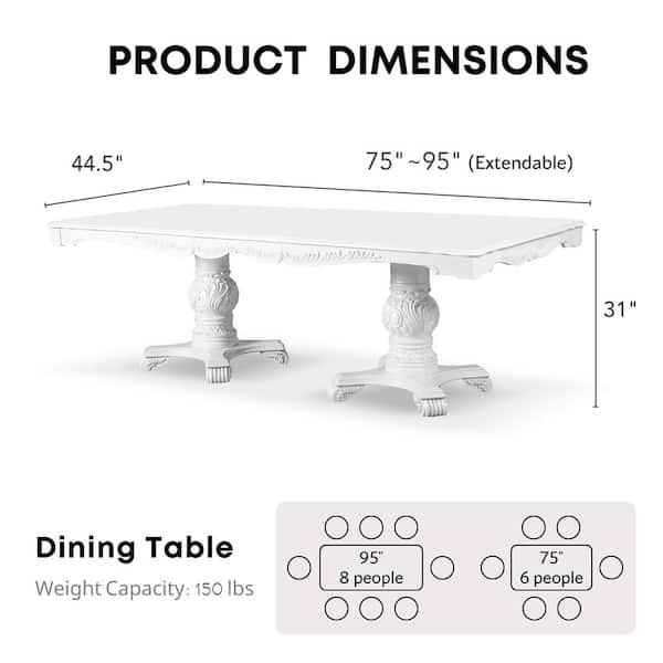 Divino 9-Piece Rectangular White Extendable Wood Top Dining Room Set (Seats 8)