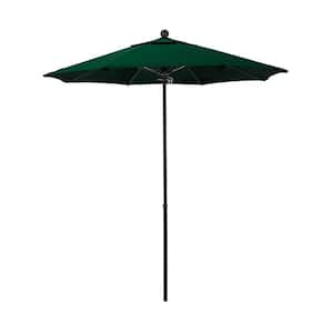 7.5 ft. Black Fiberglass Commercial Market Patio Umbrella with Fiberglass Ribs and Push Lift in Forest Green Sunbrella