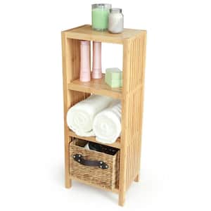 Deluxe 14 in. x 10 in. x 34 in. Freestanding Bathroom Organizing 4-Tier Shelf in Bamboo