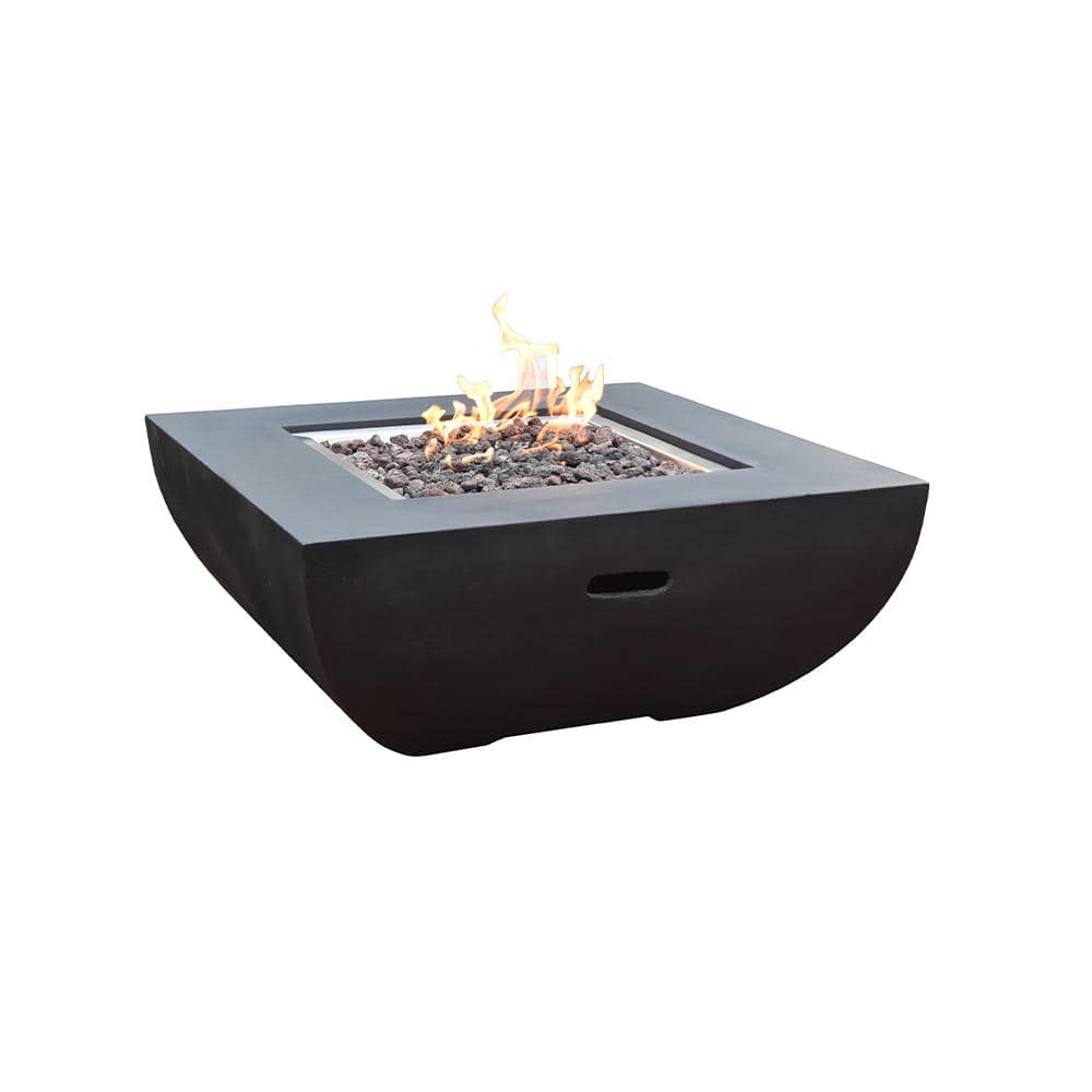 Black 37-Inch Square Gas Fire Pit Table