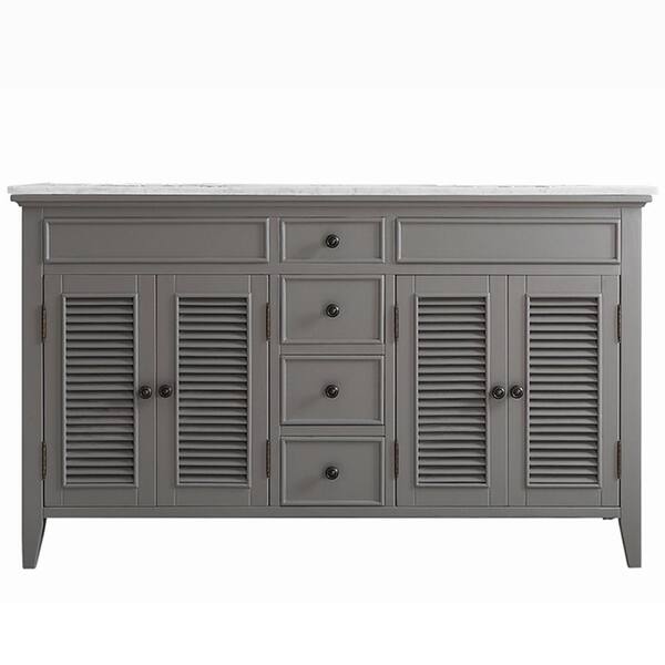 Vinnova Piedmont 60 in. W x 23 in. D x 35 in. H Vanity In Grey with Marble Vanity Top in White with White Basin