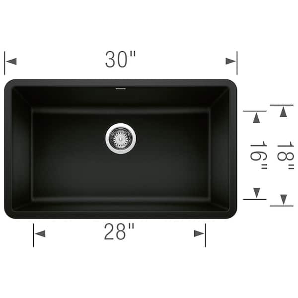 PRECIS Coal Black Granite Composite 30 in. Single Bowl Undermount Kitchen Sink