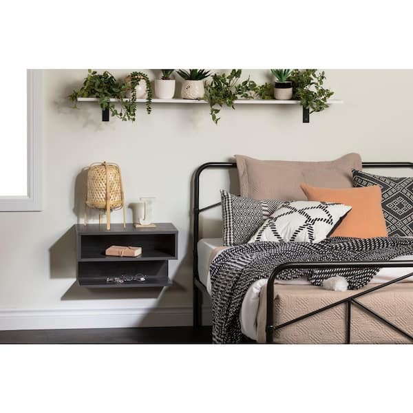 South Shore Sazena Gray Oak Floating Nightstand 22.25 in. W x 13.25 in. H 13245