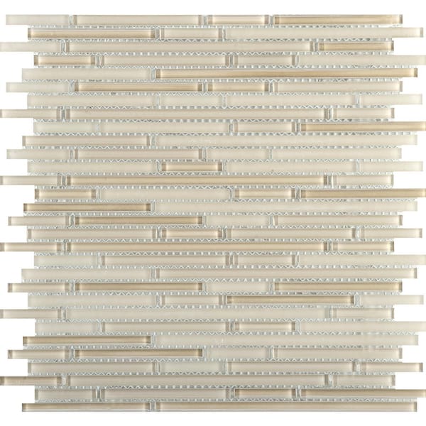 EMSER TILE Infinity Natural Glossy 11.73 in. x 11.73 in. x 4mm Glass Mesh-Mounted Mosaic Tile (0.96 sq. ft.)