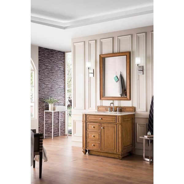 James Martin Vanities Bristol 36 in. W x 23.5 in. D x 34 in. H Bathroom Vanity in Saddle Brown with Eternal Marfil Quartz Top