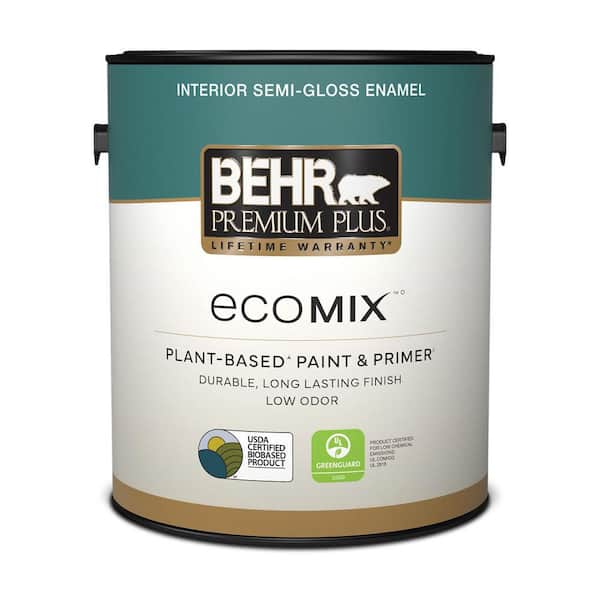 1 gal. Ultra Pure White Semi-Gloss EcoMix Plant-Based Interior Paint & Primer