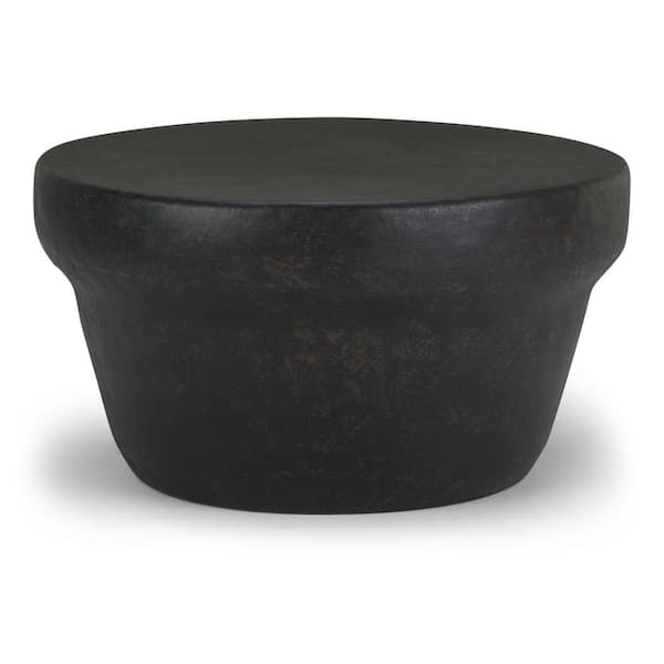 Simpli Home Garvy Industrial 33 in. Rustic Bronze Round Metal Top Coffee Table