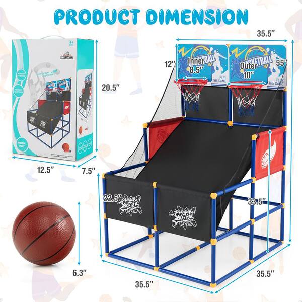  UBACKS Electronic Basketball Arcade Game Indoor - Foldable,  Dual Shot, with 4 Balls and 1 Air Pump : Toys & Games