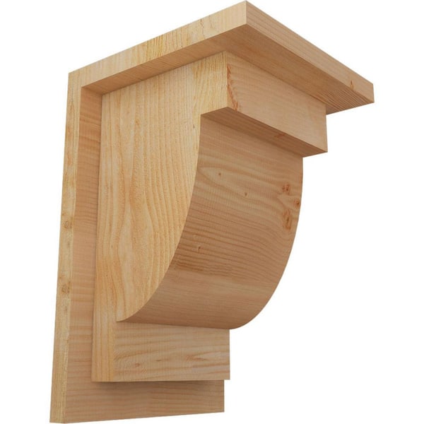 Ekena Millwork 8 in. x 8 in. x 12 in. Douglas Fir Alpine Rough Sawn Corbel with Backplate