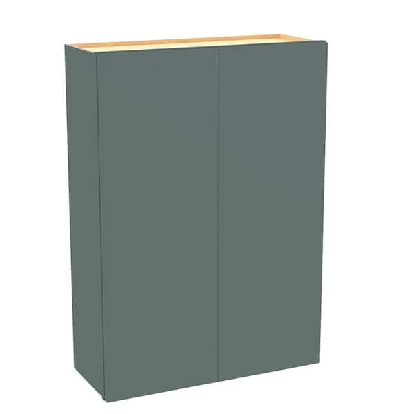 Home Decorators Collection Hargrove 24 in. W x 12 in. D x 42 in. H Assembled Plywood Wall Kitchen Cabinet in Verdant Green with Soft Close