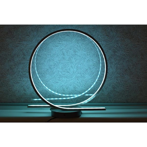 DAYLIGHT24 10.5 in. Brushed Nickel Finish Color Changing LED Ribbon Table Lamp for all Rooms