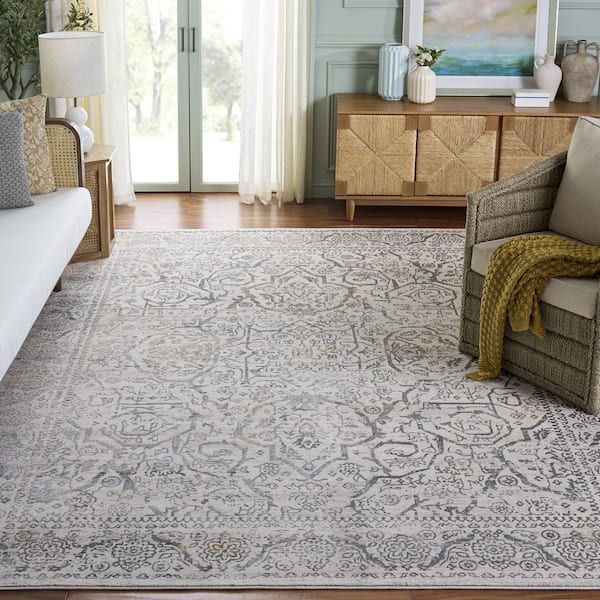 Princeton 9 x 12 Cream/Slate Medallion Area Rug