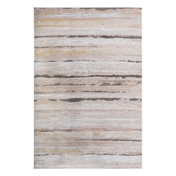 LOOM & LUXE Collection 5 ft. x 7.5 ft. Brown Striped Non-Shedding Stylish and Stain Resistant Area Rug