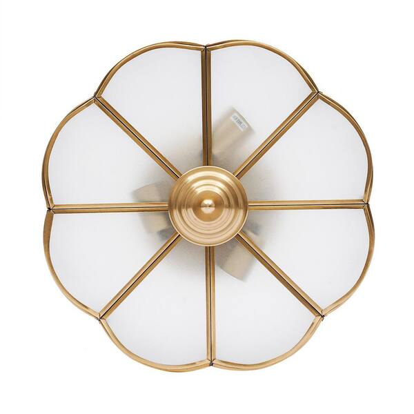 OUKANING 13.78 in. 3-Light Gold Modern Flower Shaped Flush