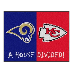 NFL Rams/Chiefs Navy House Divided 3 ft. x 4 ft. Area Rug
