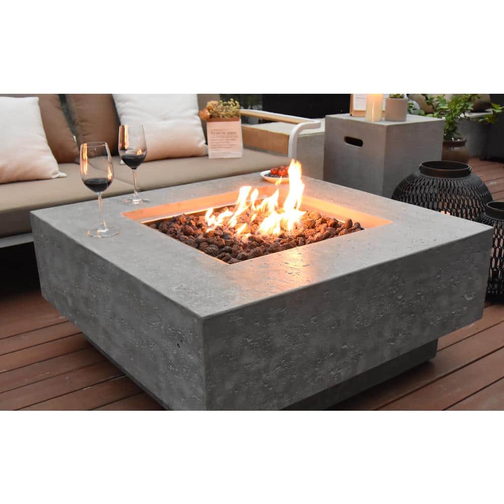 Manhattan 36" Light Gray Concrete Gas Fire Pit Table