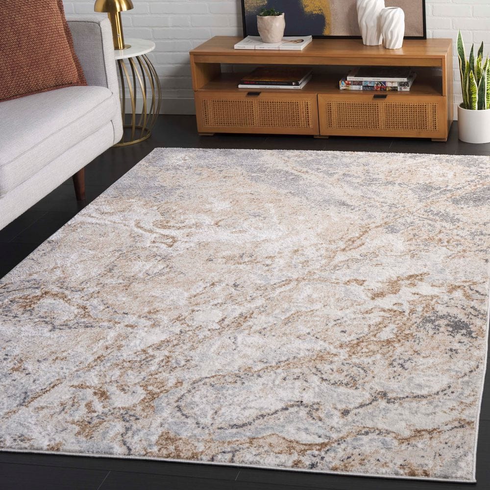 Aura 5 ft. x 7 ft. Beige/Gray Ivory Abstract Area Rug price history on PriceWatchPro