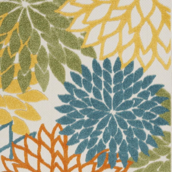 Blue, Yellow 5 ft. x 7 ft. Woven Polypropylene Indoor/Outdoor Area Rug