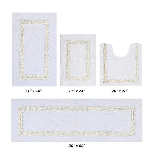 Better Trends Hotel Collection White/Ivory 100% Cotton 4 Piece Bath Rug Set
