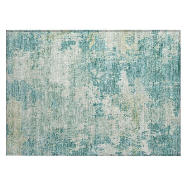 Chantille Machine Washable Indoor/Outdoor Abstract ACN2142 Teal 1 ft. 8 in. x 2 ft. 6 in. Accent Rug