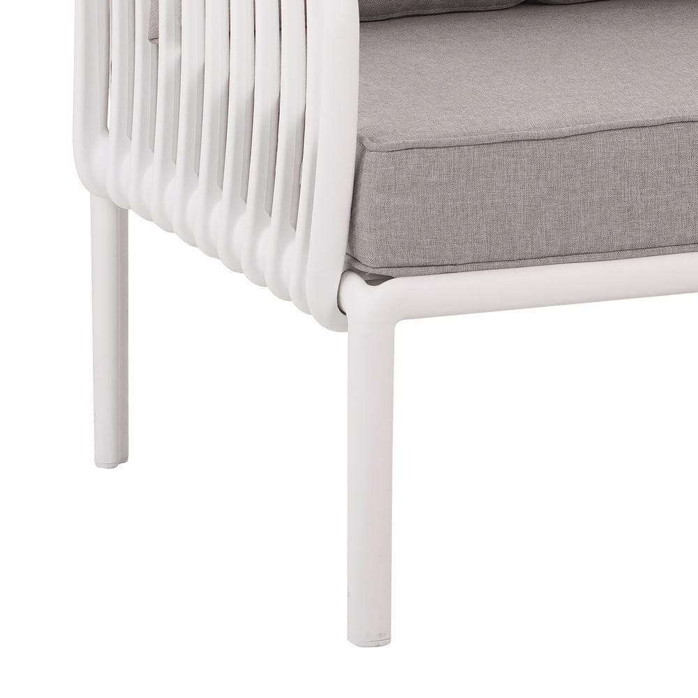 White and Light Gray Polypropylene Outdoor Club Chair with Cushions