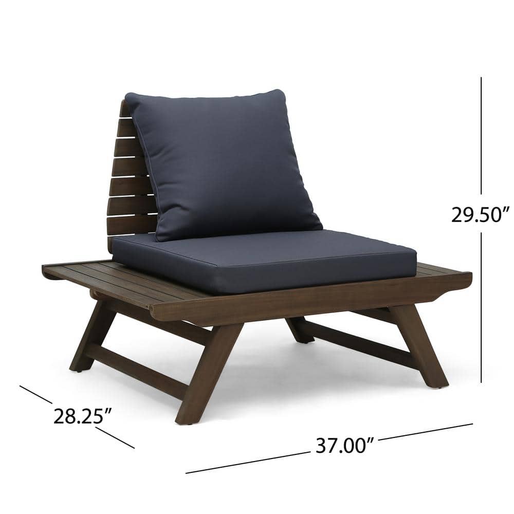 Sudbury Gray Acacia Wood Outdoor Club Chairs with Dark Gray Cushions
