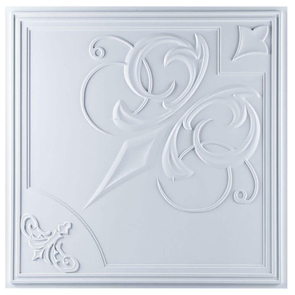 Risano 2 ft x 2 ft White Vinyl Ceiling Tile Set