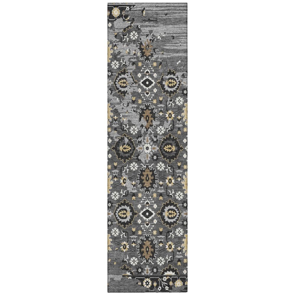 Chantille Machine Washable Indoor/Outdoor Abstract ACN2990 Graphite 2 ft. x 7 ft. Runner Rug price history on PriceWatchPro
