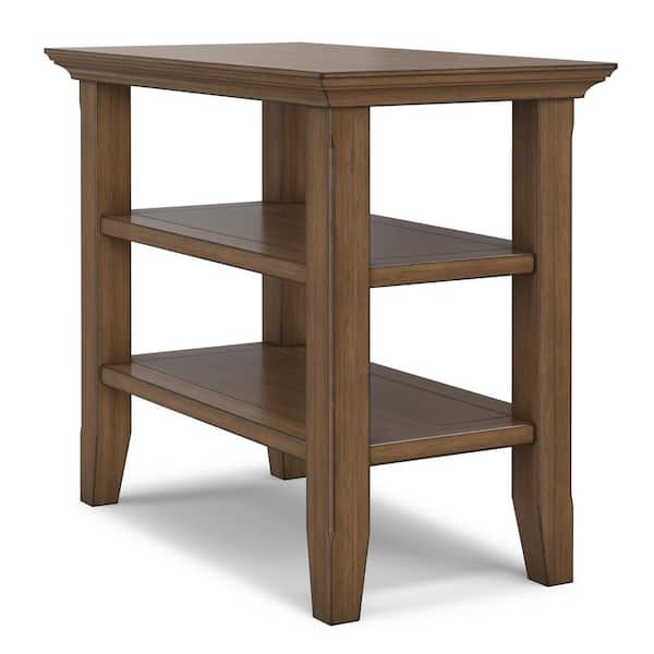 Acadian 14 in. Rectangle Solid Wood Transitional Narrow Side Table in Rustic Natural Aged Brown