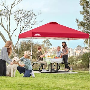 10 ft. x 10 ft. Red Pop Up Canopy Tent Instant Outdoor Canopy