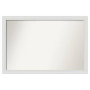 Flair Soft White Narrow 46 in. x 31 in. Custom Non-Beveled Satin Recyled Polystyrene Bathroom Vanity Wall Mirror