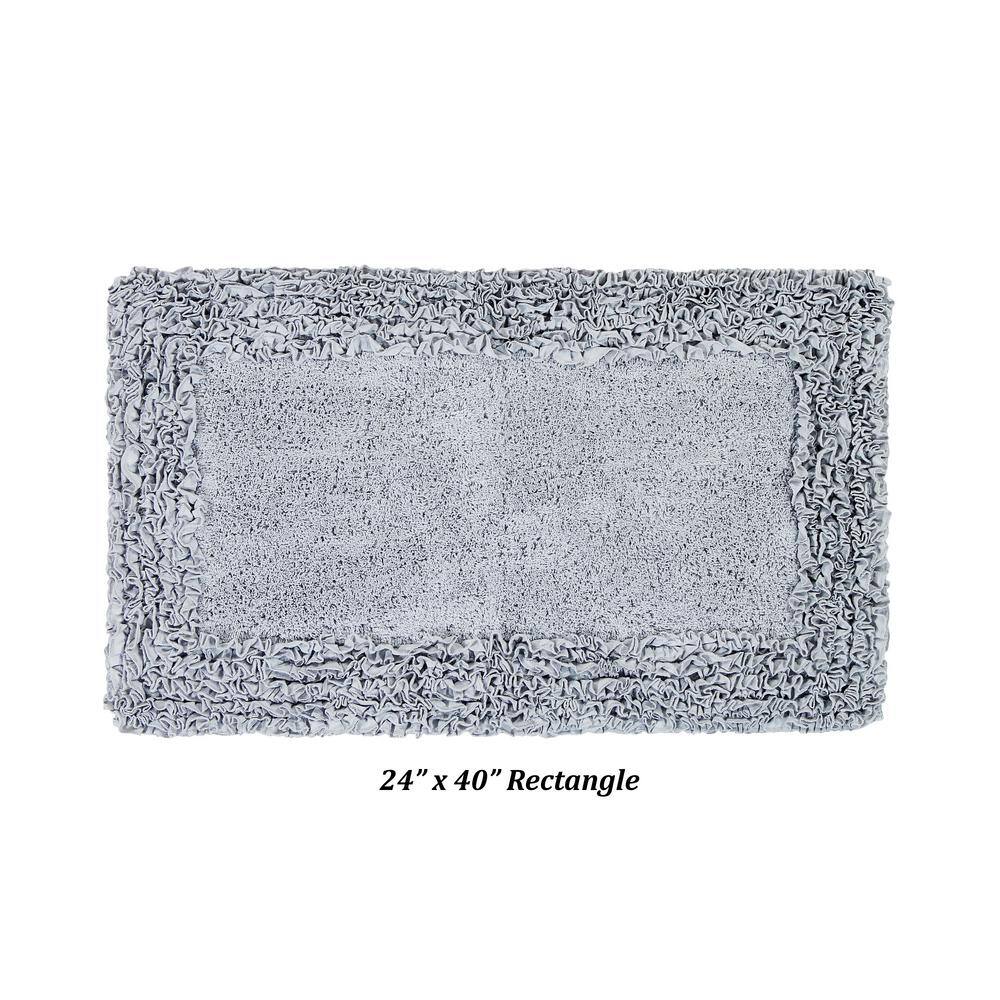 Silver Cotton Tufted Shaggy Border 2-Piece Bath Rug Set