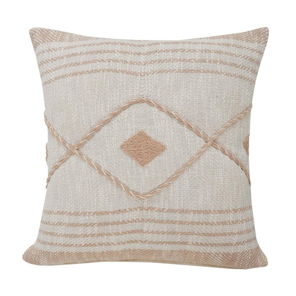 Unbranded Geometric Peach / White Diamond Durable Poly-fill 20 in. x 20 in. Throw Pillow