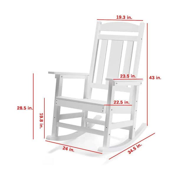 White Plastic Outdoor Rocking Chair Set of 2 Z0BHWPTRCR - The Home