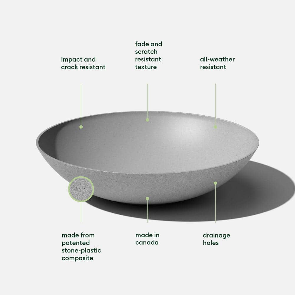 Veradek Mason Modern 32" Gray Plastic-Stone Large Round Planter