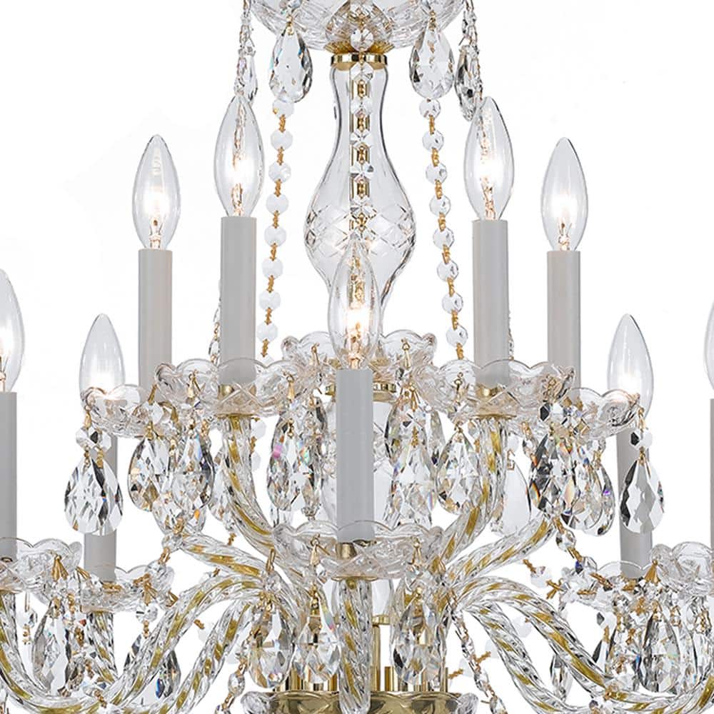 Polished Brass and Crystal 10-Light Traditional Chandelier