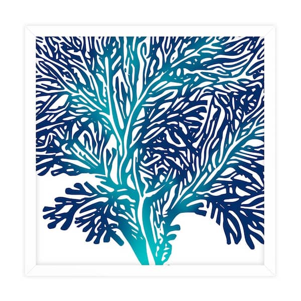 NATURE CREATIVE The Modern Seaweed Framed Graphic Print Abstract Art Print 34 in. x 34 in.