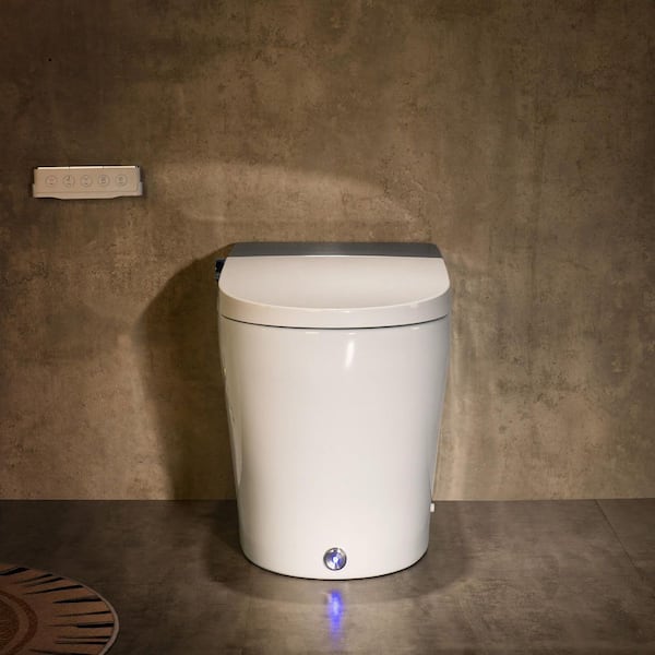 Elongated Electric Bidet Toilet 1.06 GPF in Silver with Auto Open/Close, Heated Seat, Foot Kick Button for Modern Home