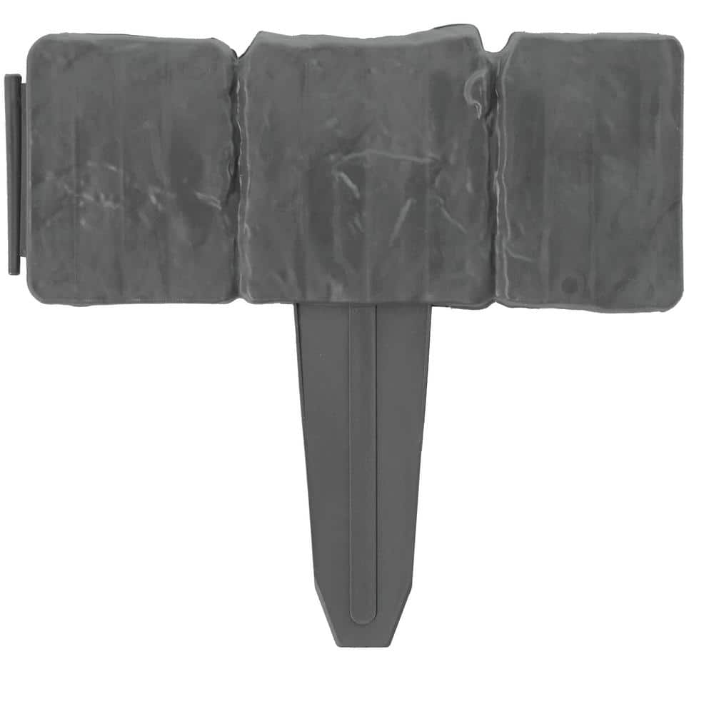 Gray Plastic Cobbled Stone Style Lawn Edging Set