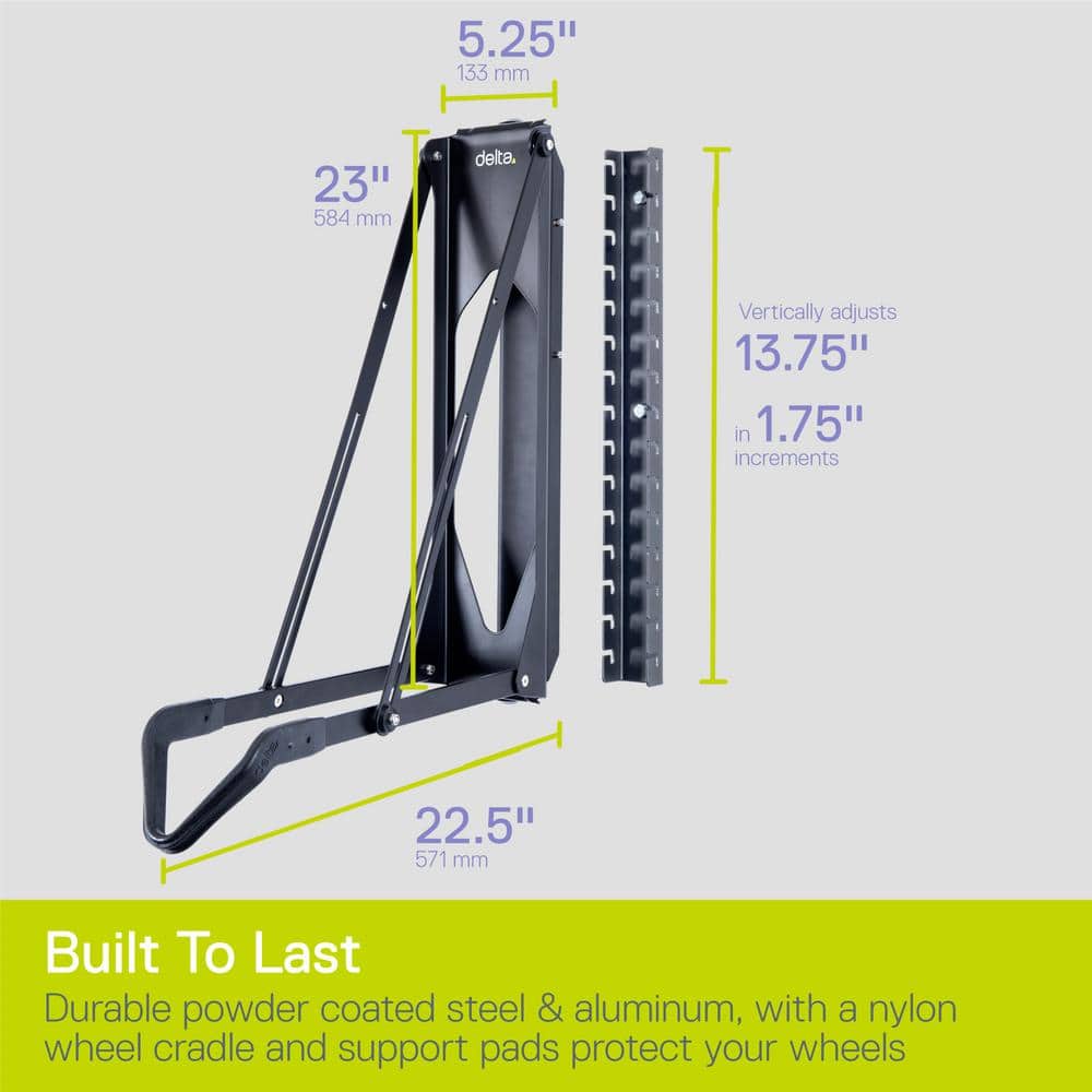 Black Steel Adjustable Pivot Bike Storage Rack
