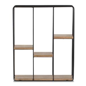 Cadiz (6 in x 19.5 in x 24 in) - Black & Natural - Iron & Wood - Floating Decorative Square Wall Shelf