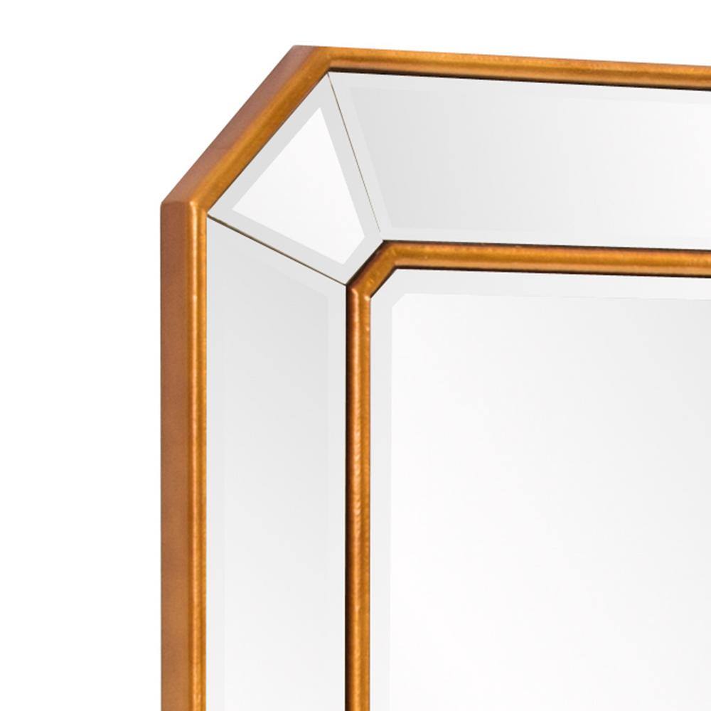 Elegante Full-Length Gold Trimmed Wood Rectangular Mirror