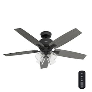 Gatlinburg 52 in. Indoor Matte Black Ceiling Fan with Light Kit and Remote Included