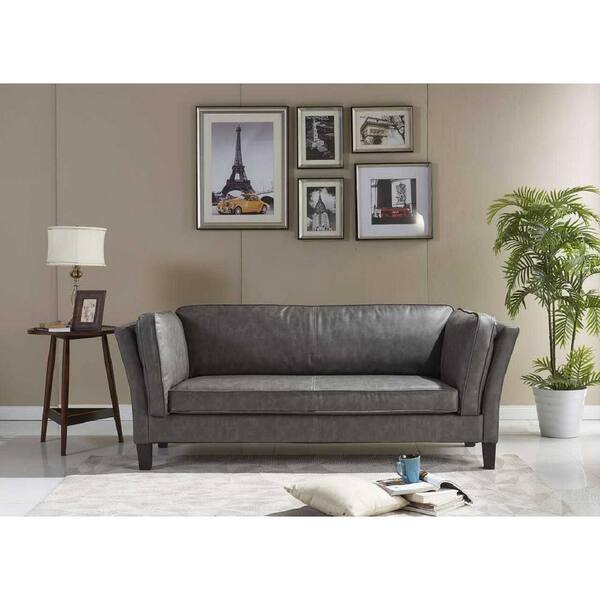 Crawford & Burke Olso Gray Leather Sofa