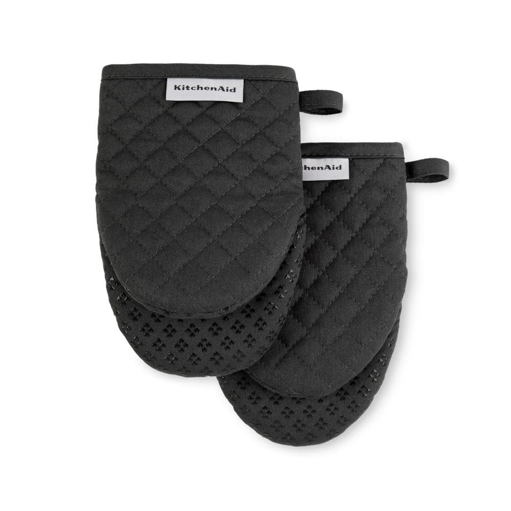 KitchenAid Asteroid Silicone Grip Black Mini Oven Mitt (2-Pack)