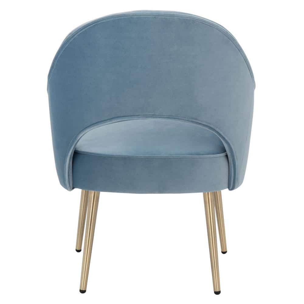 Light Blue Velvet Accent Chair with Gold Legs