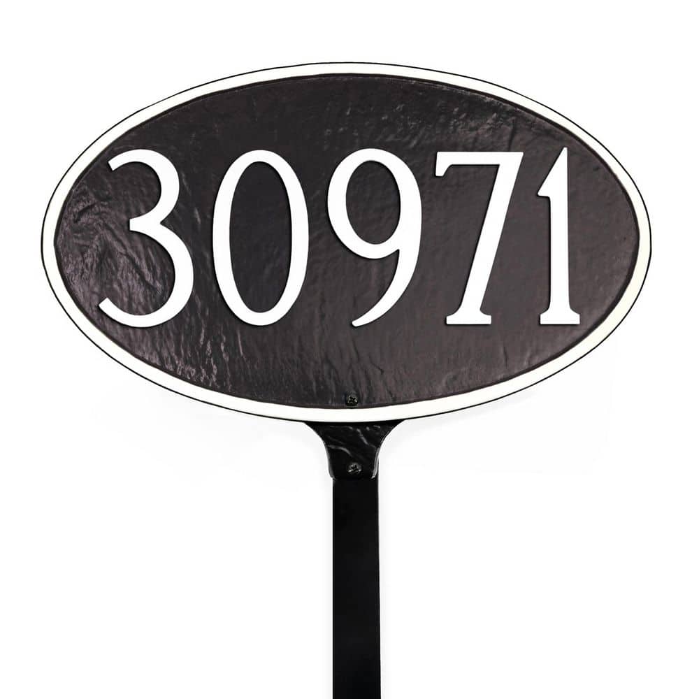Classic Oval Standard Address Sign Plaque with Lawn Stake - Black/White price history on PriceWatchPro