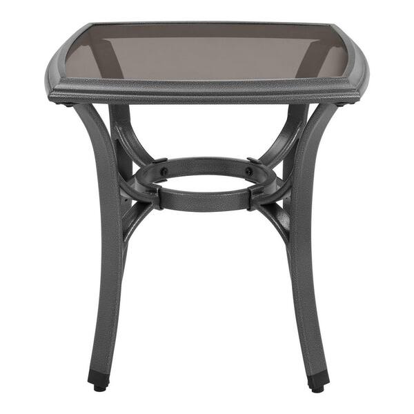 Hampton Bay 20 in. Ashbury Pewter Square Steel Outdoor Side Table